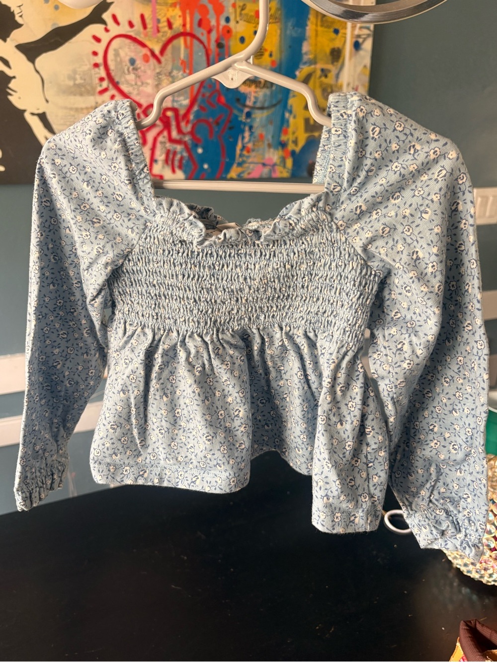 Toddler Girls Smocked Long Sleeve Top